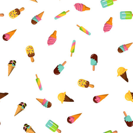 seamless ice cream pattern. vector illustration on a white backgroundのイラスト素材