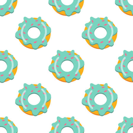 seamless donut pattern with blue glaze. vector illustration on a white background.のイラスト素材