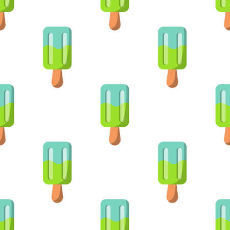 seamless ice cream pattern on a popsicle stick. vector illustration on a white backgroundのイラスト素材