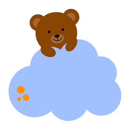 cartoon bear on a cloud. Good night, lullaby theme. Vector isolated on a white backgroundのイラスト素材