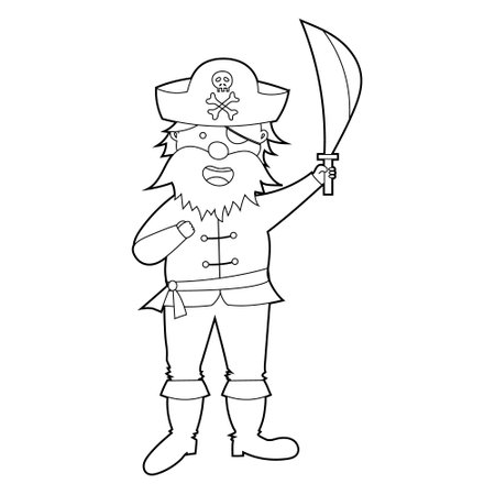 Coloring book for kids, cartoon pirate. Vector isolated on a white backgroundのイラスト素材