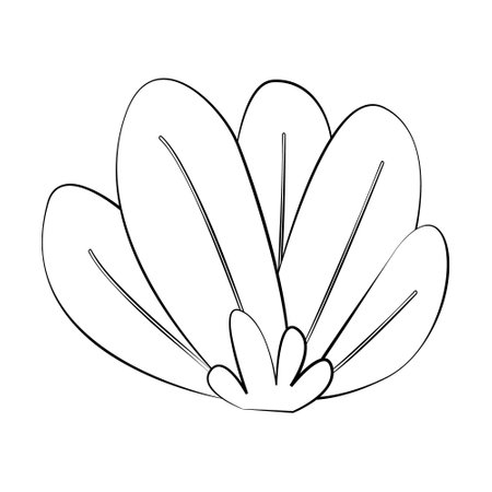 A twig of a plant and a flower with a thin line. Vector on a white backgroundのイラスト素材