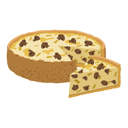 quiche pie with chicken and mushrooms vector.のイラスト素材