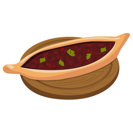 Turkish pizza pide . Vector illustration on a white backgroundのイラスト素材