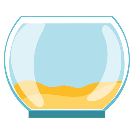 Empty bowl-shaped aquarium, round aquarium. Vector illustrationのイラスト素材