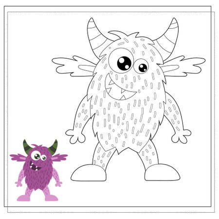 Coloring book for kids, cartoon monsters, aliens. Vector illustration on a white backgroundのイラスト素材
