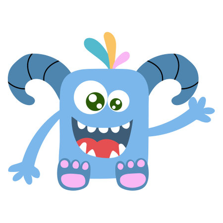 Cute cartoon monster alien. Vector illustration on a white background.のイラスト素材