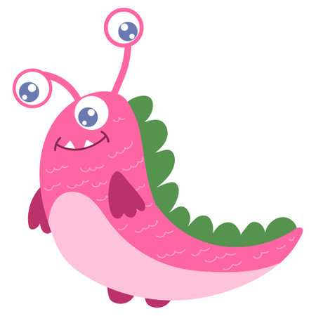 Cute cartoon monster alien. Vector illustration on a white background.のイラスト素材