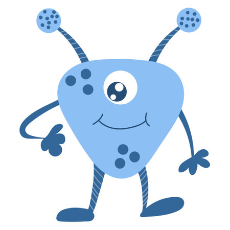 Cute cartoon monster alien. Vector illustration on a white background.のイラスト素材