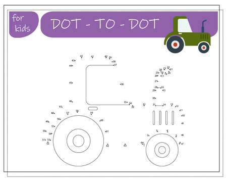 A game with numbers, an educational game from point to point for children, cartoon cars. Vector illustration on a white background.のイラスト素材