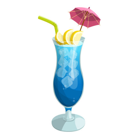Blue lagoon cocktail. vector illustration on a white backgroundのイラスト素材