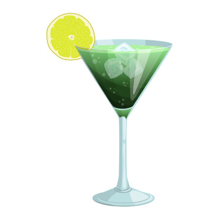 Emerald breeze cocktail. vector illustration on a white backgroundのイラスト素材