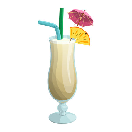 Pina colada cocktail . vector illustration on a white backgroundのイラスト素材