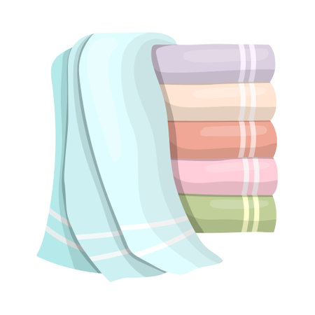 a stack of towels for the body, towels for the bathroom. vector illustration.のイラスト素材