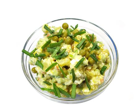 Salad from vegetables isolated on a white backgroundの写真素材