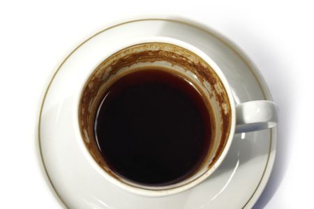 Half cup of coffee on a white background isolated