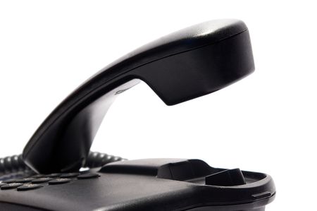 Black telephone isolated on a white background
