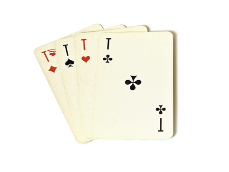 Four of a kind aces on white background