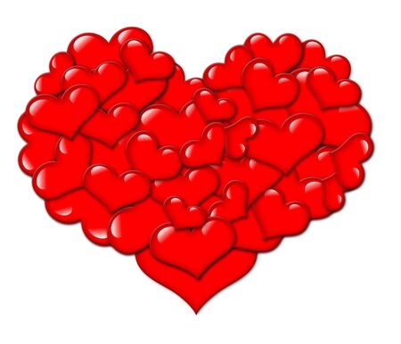 Hearts for valentine day on white background illustrationの写真素材