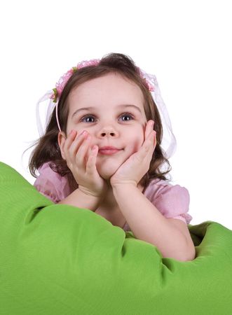 Cute smiling little girl close-up. Studio shotの写真素材