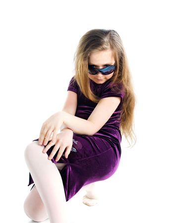 Beautiful little girl. Isolated on a white backgroundの写真素材