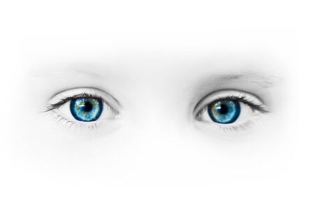 beautiful blue eyes of the little girlの写真素材