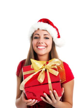 attractive young women with the giftの写真素材