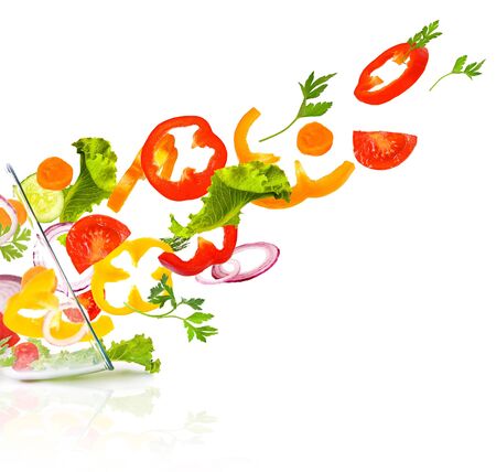 Fresh vegetable salad isolated on a white backgroundの写真素材