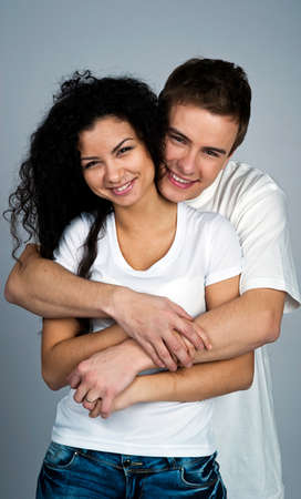 Smiling couple isolated on a white background