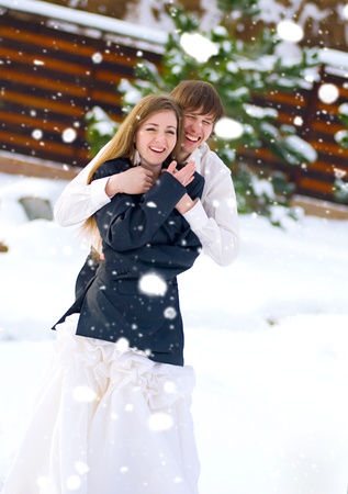 happy couple in wedding dayの写真素材