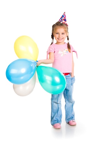 Little girl in birthday capの写真素材