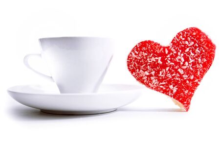 Mugs of coffee with sweet heartの写真素材