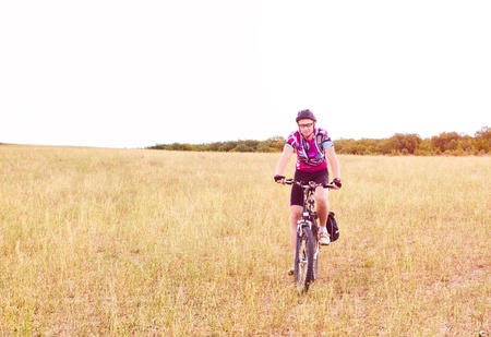 man with hismuontain-bikeの写真素材