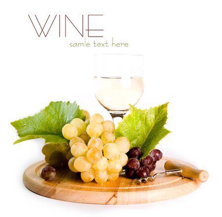glass of wine and grapeの写真素材