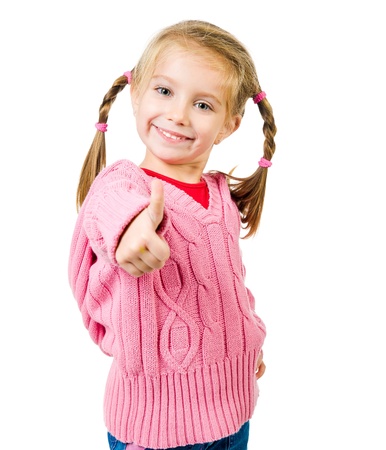 Cute little girl with a plaitsの写真素材