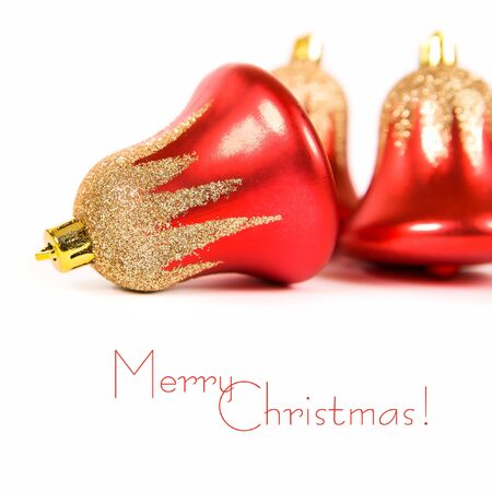Christmas bell with red ribbonの写真素材
