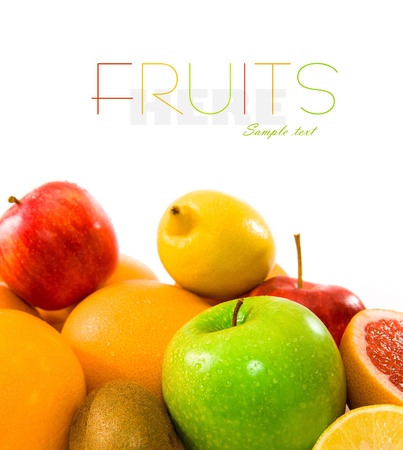 Big assortment of fruits as a backgroundの写真素材