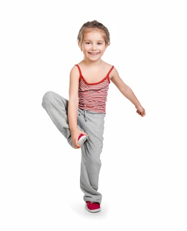 girl gymnast on a white backgroundの写真素材