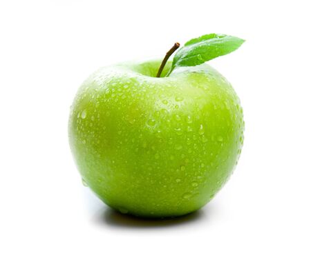 green apple on a white backgroundの写真素材
