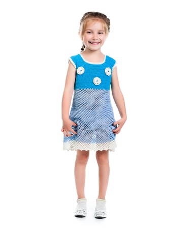 Cute little girl on a white backgroundの写真素材