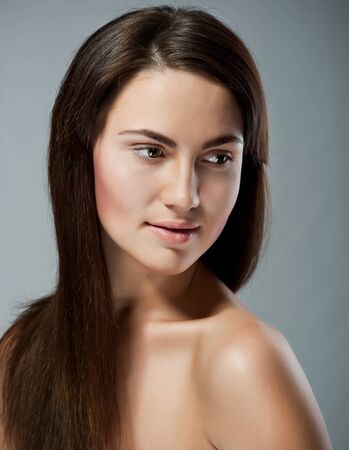 caucasian young woman with beautiful eyesの写真素材
