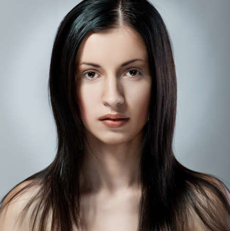 caucasian young woman with beautiful eyesの写真素材