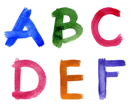 Watercolor alphabet isolated on a white backgroundの写真素材