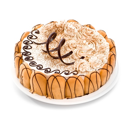 sweet cake ower white backgroundの写真素材