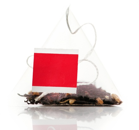 tea bag isolated on whiteの写真素材