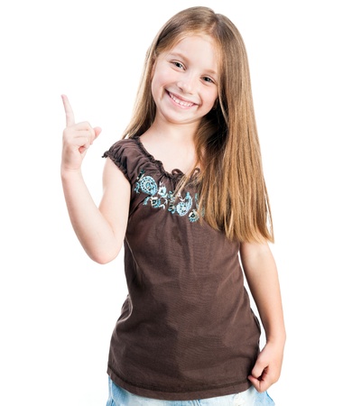 beautiful little fashion girl isolated on white backgroundの写真素材