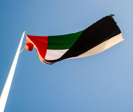 United Arab Emirates flag waving on the windの写真素材