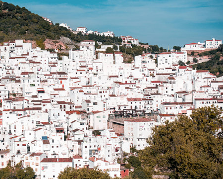 traditional little white houses Spanish villageの写真素材
