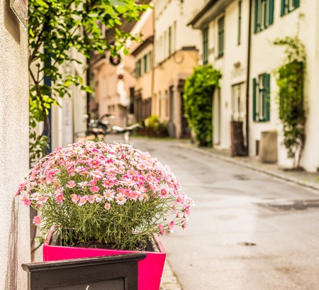 ULM, GERMANY - MAY 12,2014 - In the old streets of Ulm in may 12, 2014. Ulm is a city in the federal German state of Baden-Warttemberg, situated on the River Danube.の写真素材