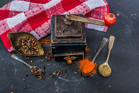 Mill for spices on a dark backgroundの写真素材